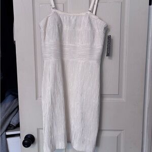 Ganni Textured White Mini Dress